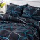 Luna Home King Size 6 Pieces, Black With Blue Geometric Design Duvet Cover Set
