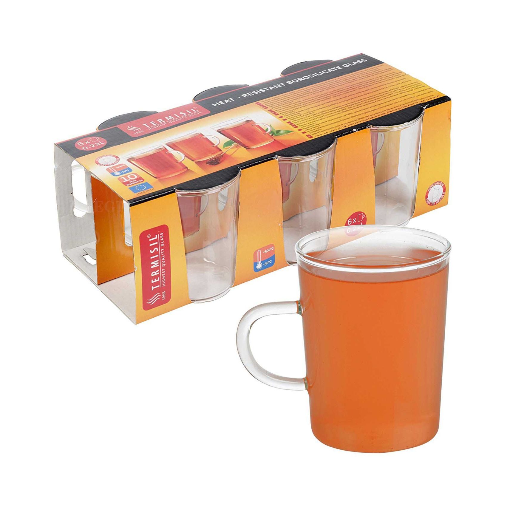 Termisil Glass Mug Set - 220ml - 6 Pieces - White