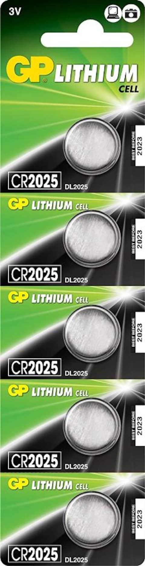 بطاريات ليثيوم جي بي CR2025 3 فولت اندونسيا - 5 قطع