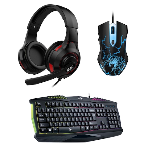 Genius GX K220 Navigator 380 Keyboard Mouse and Headset Combo Black