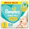 Pampers Aloe Vera Taped Diapers,  Size 1, 2-5kg, Mega Pack, 86 Diapers&nbsp;
