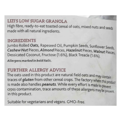 Lizi&#39;s Granola Low Sugar 500g