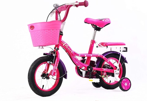 Vego Alexa Kids Bike 12 Inch With Rear Sidewheels, Dark Pink