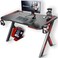Karnak Master Gaming Desk With Remote Control RGB Lights Pc Computer Gaming Table Y Modern Shaped Gamer Home Office Computer Desk Table With Handle Rack Cup Holder Headphone Hook Size 140x65x75cm
