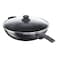 Tefal Cook Easy Non-Stick Aluminium Chinese Wok Pan With Glass Lid Black 32cm