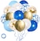 Party Time 50-Pieces 12inch Gold, Blue &amp; White Latex and Confetti Balloons Set, Birthday Balloon Decoration, Helium Balloons For Wedding Baby Shower, Fathers Day Balloon and Birthday Party Decoration