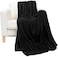 Fabienne Silky Soft Double Blanket Plain Bed Blanket, Black, 200X220cm
