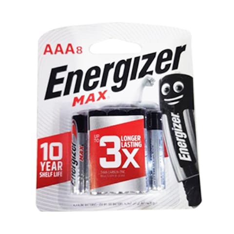 Energizer Alkaline Battery AAA Max 3 Times Longer Power Seal 8 Batteries