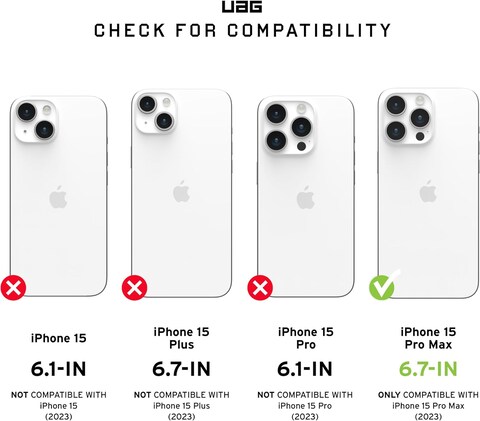Urban Armor Gear UAG Pathfinder Clear for iPhone 15 Pro Max case cover [18 Feet Drop tested] MagSafe compatible - Ice   Silver