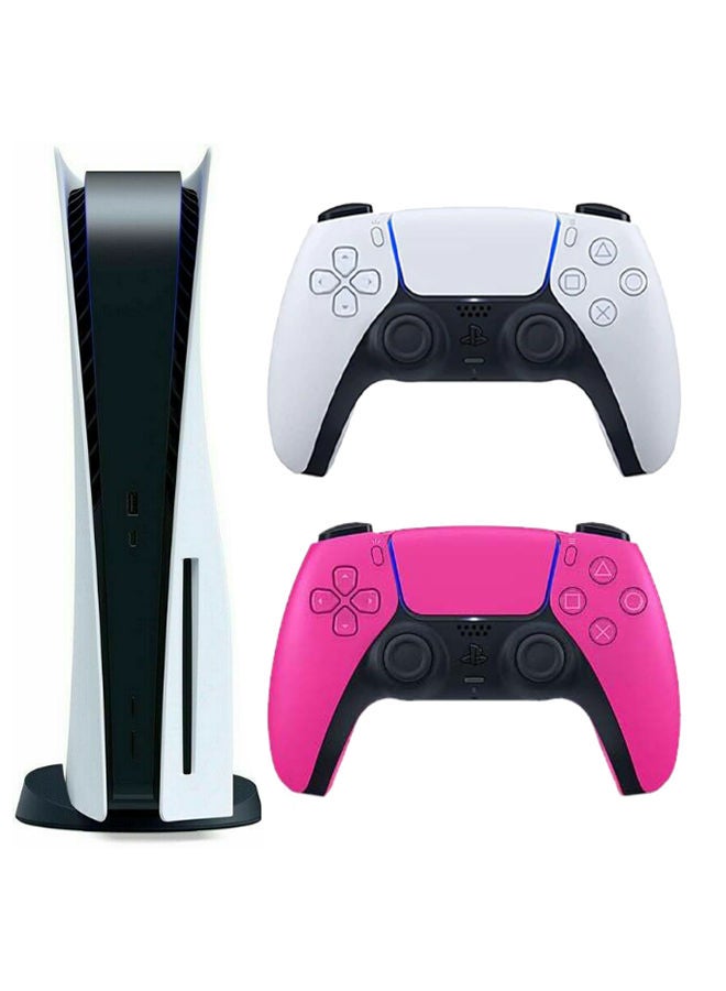 Sony PlayStation 5 Console, Disc Version, With Extra Wireless Pink Controller - International Version (Non-Chinese)