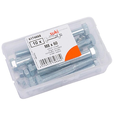 Suki Zinc-Plated 4.6 hex Screws (M8 &mdash; 60 mm Pack of 10)