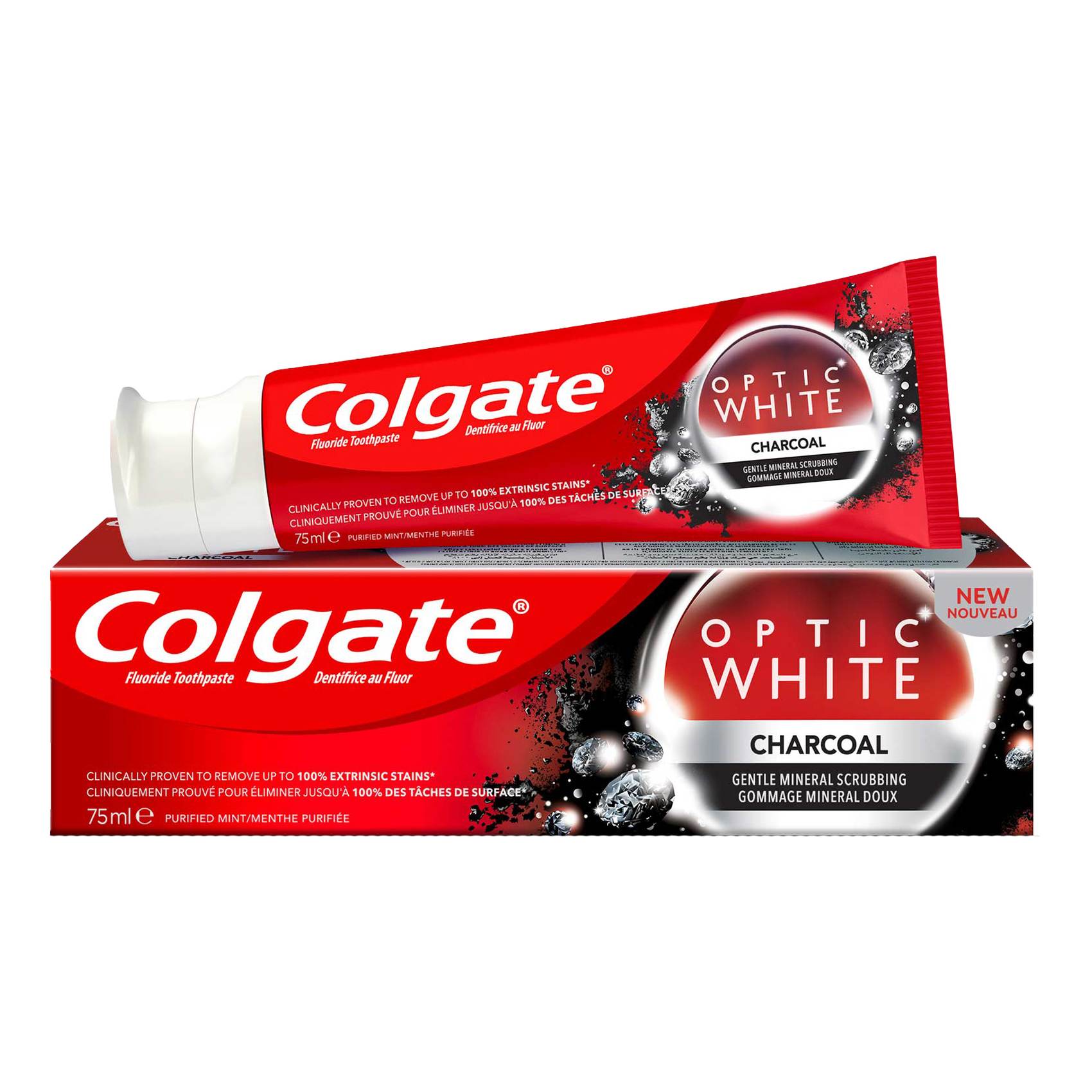 Colgate Optic White Charcoal Whitening Toothpaste 75ml