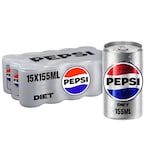 Buy Pepsi Diet Cola Beverage Cans 155ml Pack of 15 in UAE