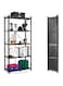 Vsell24&trade; Heavy Duty Foldable 5 Tier Shelf Storage Rack Black For Kitchen Bathroom Office Laundry Room Without Wheel 160x38x71cm