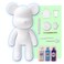 DIY CREATE YOUR OWN UNIQUE ACRYLIC FLUID POURING PAINT BEAR (9 inch - 23 cm) COMPLETE SET, colors: White, Light-Blue, Dark-Purple. Arts and Crafts, Customize Handmade Creative Birthday Gift