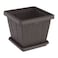 Cosmoplast Cedargrain Square Planter With Tray Dark Brown 20L