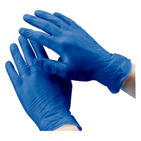 Kleen Grip 100 Blue Disposable Vinyl Gloves Powder Free Large