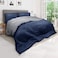 Hotel Linen Klub Reversible Down Alternative Comforter Set, Ultra Soft Brushed Stripe Microfiber Fabric, 200GSM Soft Fibersheet Filling, Size: Double 220 x 240cm, Navy Blue &amp; Dark Grey