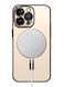 MagSafe Case Magnetic Clear Soft TPU Plating Case Wireless Charging Compatible Shockproof Camera Lens Protection For Apple iPhone 14 Pro Brown