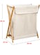67L Bamboo Laundry Basket with Cover for Dirty Clothes Hamper Storage Organizer Portable X Frame Freestanding Toilet Sorter Cart for Bathroom and Bedroom Towels Blankets