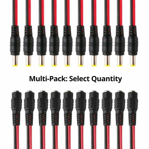 12V DC POWER 5.5x2.1mm PIGTAIL MALE FEMALE CABLE CCTV CAMERA LED LIGHT PLUG