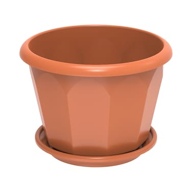 Cosmoplast Hexagonal Flower Pot With Tray Terracotta 30cm