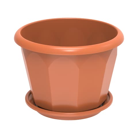 Cosmoplast Hexagonal Flower Pot With Tray Terracotta 30cm