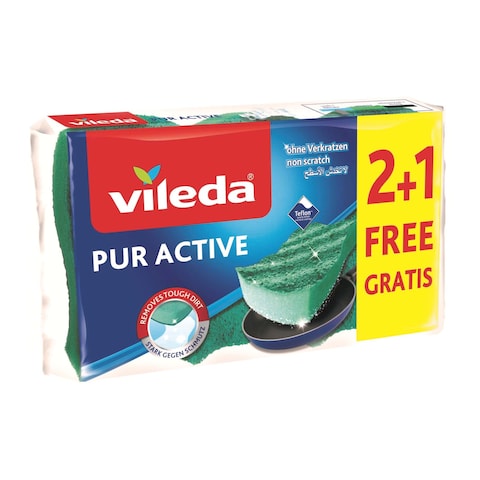 Vileda Pure Active Non-Scratch All Purpose Scourer Green 2 PCS