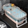 Luxury Foldable Bathtub,Portable Soaking Bath Tub for Adult ,with Lid Thermostatic Foot Massage Family Bathroom SPA Tub for Toddler Blue