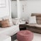 In House Round Decorative Linen Bean Bag - 90x25 cm - Dark Pink
