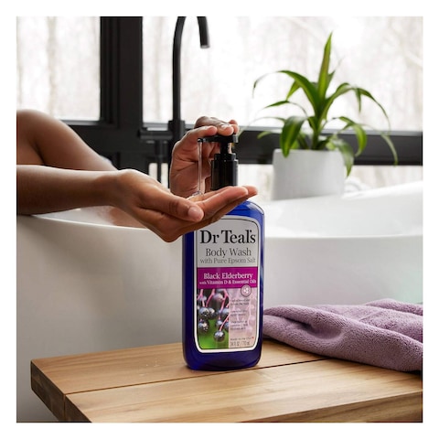 Dr Teals Body Wash With Pure Epsom Salt Black Elderberry Vitamin D And Essential Oils 710ml