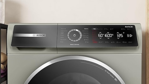 Bosch Series 8 Free-Standing Washing Machine, Front loader 10 kg , Home Connect-iService Remote, Remote Monitoring and Control, EcoSilence Drive, 1600 RPM, Silver inox, WGB2560XGC