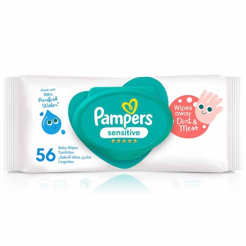 Pampers Baby Wet Wipes, Sensitive Protect, 56 Wipes