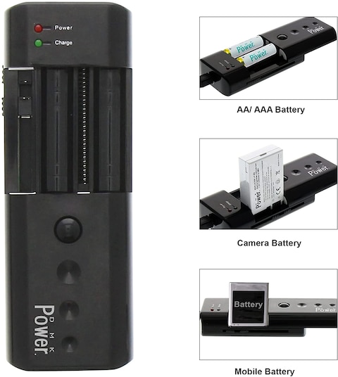 DMK Power UC03 LED Micro USB Universal Charger Compatible With AA, AAA, Lithium Ion (Li-Ion) and all cameras Like Nikon, Canon, Sony, Panasonic, Fuji, Olympus etc.