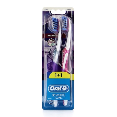 Oral-B 3D White Luxe Pro-Flex Medium Manual Toothbrush Pack of 2