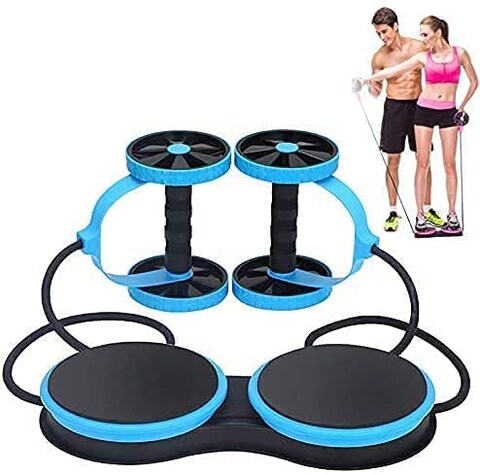 ULTIMAX Multi Revoflex Abdominal Multifunctional Abdominal Trainer Ab Wheel Roller Gym Fitness Exercises Equipment Pull Rope with Resistance Bands- Assorted Color