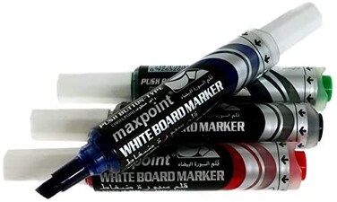 Generic Maxpoint Liquid Ink Push Button Type Chisel Point White Board Marker, 4 Color Set [Tcos-St012A]