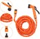 50FT/15M 3 Times Expandable Garden Hose Leak-proof Expandable Hose High Pressure Watering Pipe Magic Flexible Water Hose with 7 Function Nozzle for Car Washing Garden Watering Orange