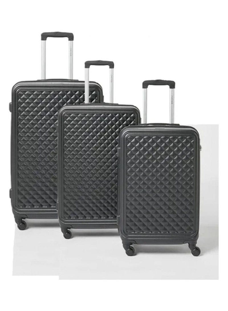 Buy Partner 3-Piece Textured Checkered Luggage Trolley Set, Black ...