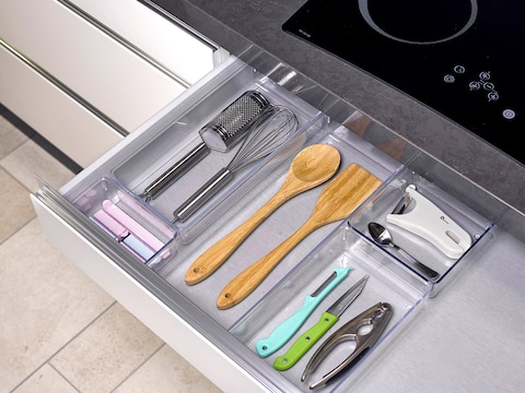 Plastic Forte Transparent Kitchen Drawer Organizer, Cutlery Tray, No. 6