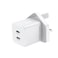 Huntkey Charger G35Pro UK plug PD GaN Fast charger 35W, 2*Type C Iphone 15, One Plus, Samsung iPhone/iPad/Samsung/Huawei/Xiaomi,