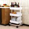 iKayaa-3-Tier Rolling Utility Cart Kitchen Trolley Rolling Storage Cart with Lockable Wheel and Handle Multifunction Heavy Duty for Kitchen Bathroom Office
