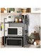 Cozy Nest 2 Tier Expandable Microwave Oven Rack with 6-Hook Non-Slip Pads with Spoons Knife Stand and Cutting Board Holder Adjustable Height and Width Kitchen Organizer Storage Shelf (2 Layer, Grey)