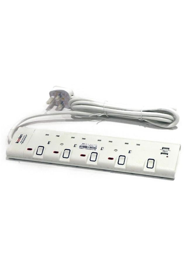 Thumbnail image for Koolen Plug Sockets With Four Plugs And Two USB Ports, 3 Meters, 301100007