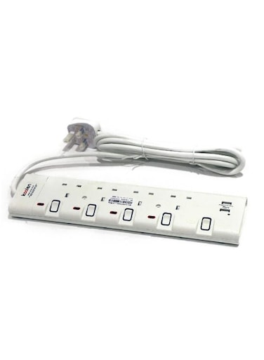 Koolen Plug Sockets With Four Plugs And Two USB Ports, 3 Meters, 301100007