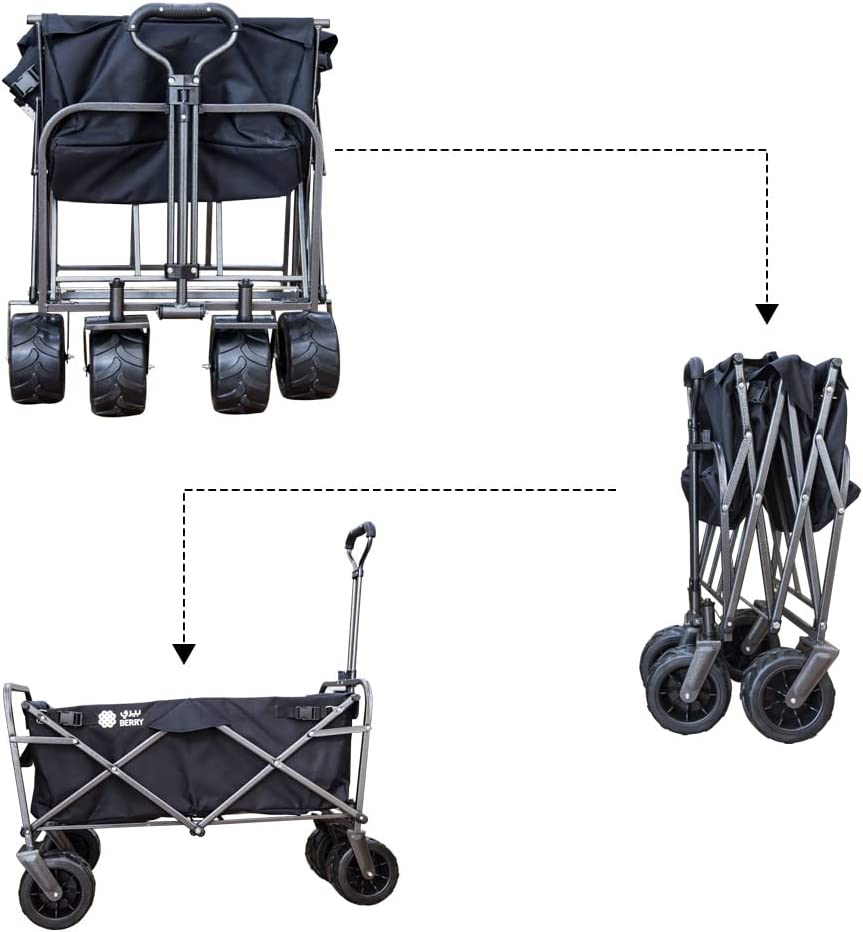 80Kg Foldable Heavy Duty Outdoor Trolley Utility Transport Cart - Black