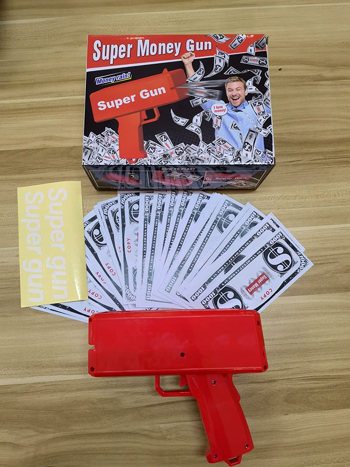 Make It Rain Money Gun Paper Playing Spary Money Toy Gun, Prop Money Gun With 100 Pcs Play Money Cash Gun Party Supplies