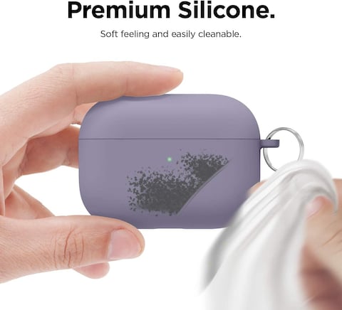 Elago Liquid Hybrid Hang designed for AirPods Pro case cover with Carabiner - Lavender Grey