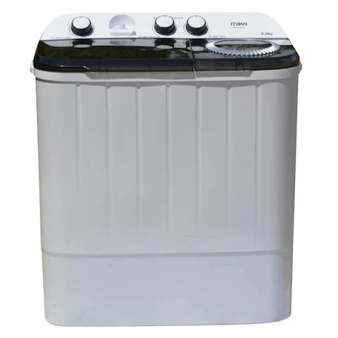 Mika MWSTT2208 Semi Automatic Twin Tub Top Load Washing Machine 8Kg Silver