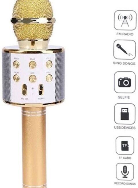 Generic Wireless Bluetooth Karaoke Microphone Mp-045 Gold/White